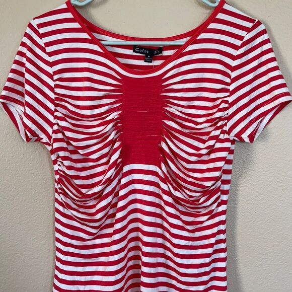Color FX Orange/White stripped Top size M - Picture 3 of 5
